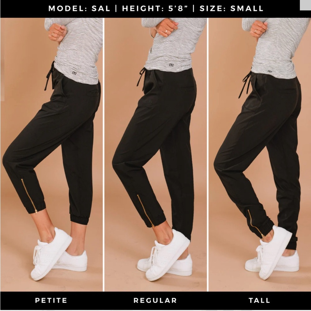 ALBION Jetsetter Pants Women XL Petite Zip Ankle Jogger Drawstring Black Nylon